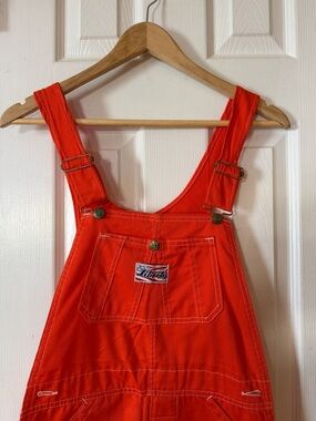Vintage Liberty Orange Bib Overalls 29x34 Unisex Workwear USA Flag Patch